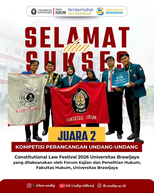 Dokumentasi Tim KSHI FH Undip Raih Juara 2 Perancangan Undang-Undang di UB - FH Undip